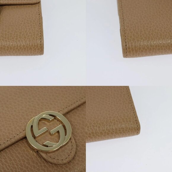 GUCCI Wallet Leather Outlet Beige Gold 615525 Auth MY069V - Picture 15 of 15